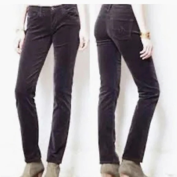 Ag NWT The Stevie Slim Straight Corduroy Jeans in Dark Charcoal Size 27 - Picture 1 of 8
